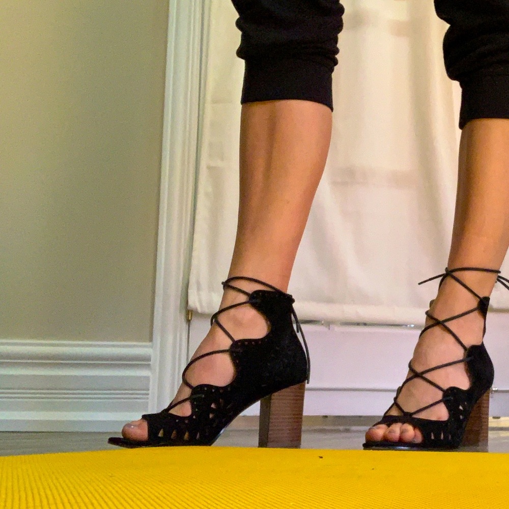 Nine West lace up block heels